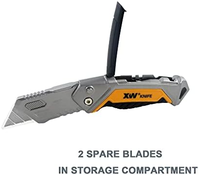 XW Utility Knife Set, Heavy Duty Zinc Alloy Retractable Box Cutter and Folding - Image 5