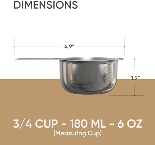 Color Up ¾ Cup Measuring Cup – Premium Chrome Stainless Steel, Accurate - Image 2