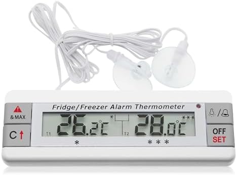 Digital Refrigerator Thermometer 2 Channel Freezer Thermometer by AMTAST