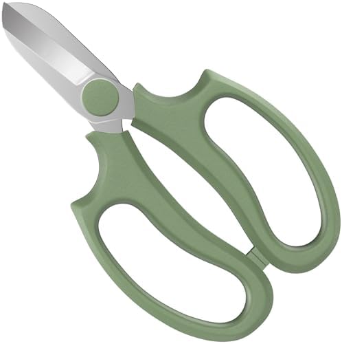 Housolution Flower Scissors, Steel Garden Pruning Shears, Avocado Green by Housolution