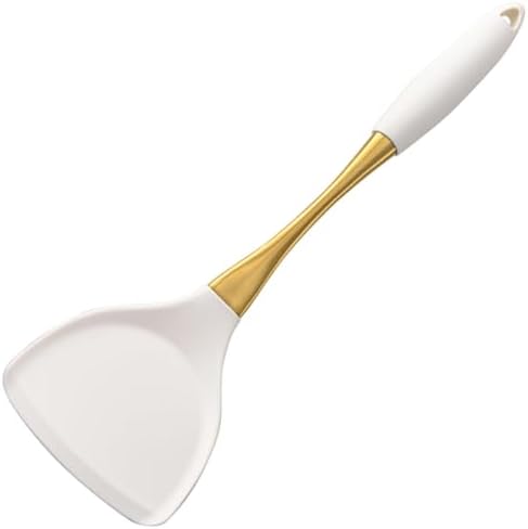1-piece White and Gold Silicone Cooking Utensils, Kitchen Essentials by BRIIEC