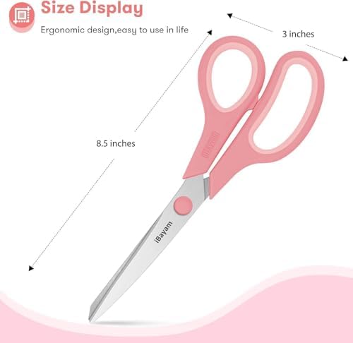 iBayam 8.5" Pastel Scissors All Purpose Heavy Duty 3Pack, 2.5mm Sharp Blade - Image 2