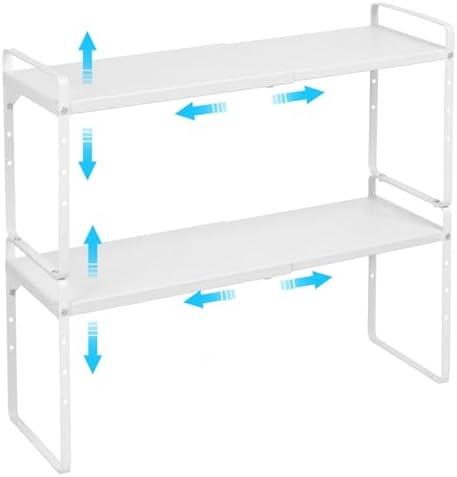 Set of 2 Expandable Cabinet Shelf Organizer, Stackable Kitchen Countertop by X-cosrack