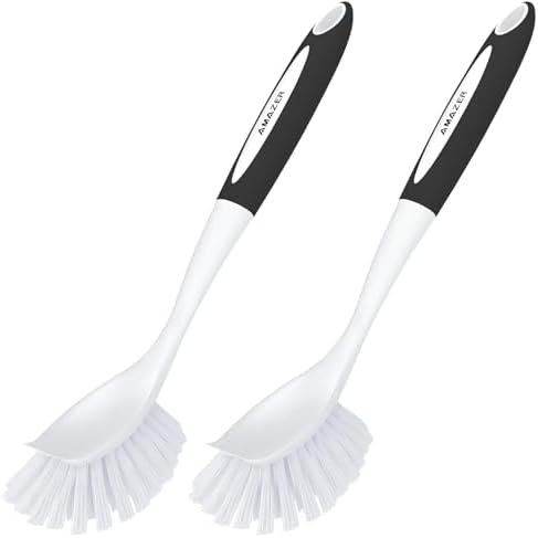 Amazer Dish Brush with Handle, 2 Pack Kitchen Scrub Brushes by Amazer