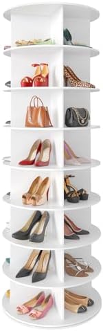 SpaceAid 8 Tier Rotating Shoe Rack Tower, Spinning Shoe Display Lazy Susan by SpaceAid