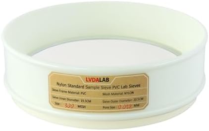 7.9" PVC Lab Sieve, Nylon Mesh, 300 Mesh Screen Sifter by LVDALAB