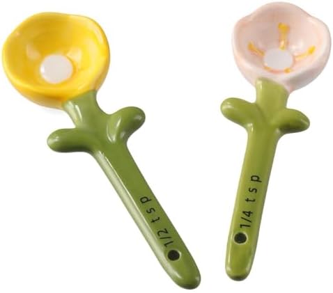 Sunflowers Measuring Spoons and Cups Set, Cute Ceramic Measuring Spoons - Image 4
