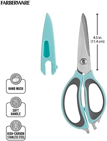 Farberware 4-in-1 Kitchen Shears, Aqua and Gray - Image 4
