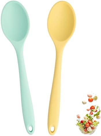 2 Pcs Mini Silicone Spoons, 8 Inch Mixing Spoons by Lekayihu