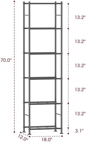 Sakugi 6-Tier Metal Storage Shelves Adjustable Feet - Image 2