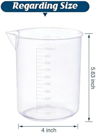 2-Pack 1000ml Plastic Lab Beakers, Large Graduated Measuring Cups - Image 2