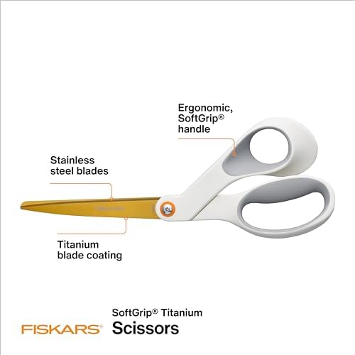 Fiskars 8" SoftGrip Titanium Paper Craft Scissors, Stainless Steel Blades - Image 2