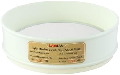 7.9" PVC Lab Sieve, Nylon Mesh, 120 Mesh Screen Sifter by LVDALAB
