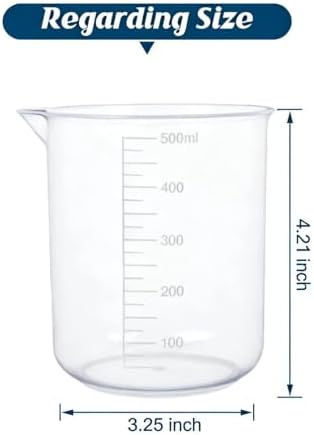 4PCS 500ml Plastic Lab Beakers, Transparent Graduated Measuring Cups - Image 2