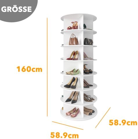 SpaceAid 7 Tier Rotating Shoe Rack Tower, Spinning Shoe Display Lazy Susan - Image 3