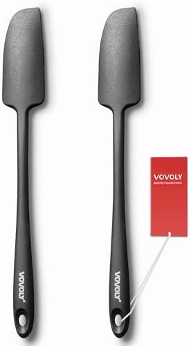 2-Pack Vovoly Silicone Jar Spatulas, Small Seamless Design Rubber Scraper by VOVOLY