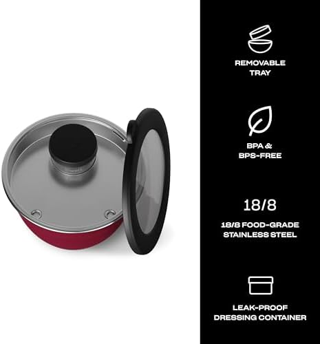 S'well Stainless Steel Salad Bowl Kit 64oz, Wild Cherry, Comes - Image 3