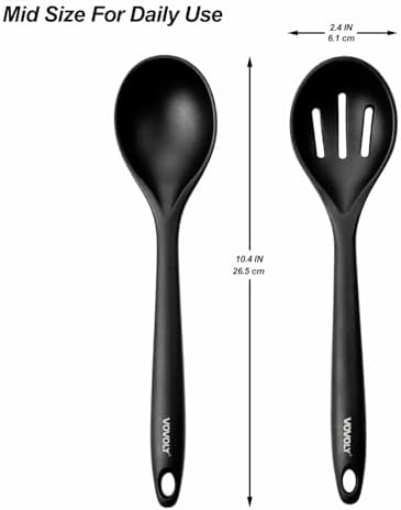 VOVOLY Silicone Spoons for Cooking, Solid & Slotted Spoon Set - Image 2