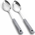 Serving Spoon Set with Silicone Handles, 2-Piece spoon by JULIPRO