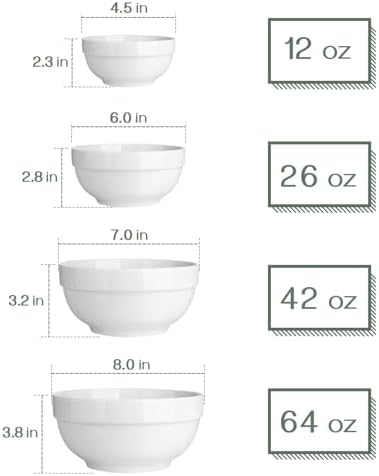 DOWAN Serving Bowls, 64/42/22/12 Oz Serving Dishes - Image 2