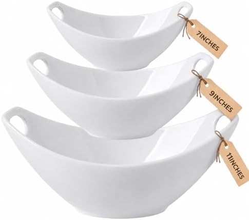 Porcelain Mixing Bowls with Handles, 3 Piece Nesting Bowl Set by Unknown
