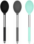 Silicone Solid Cooking Spoon Set, Metal Basting Spoon, Kitchen Utensils by Cyoufine
