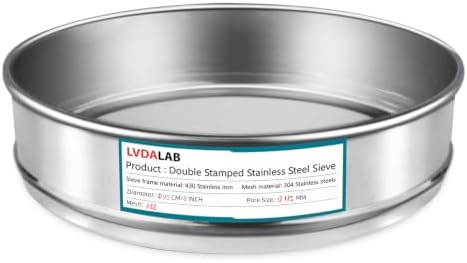 7.9" 304 Stainless Steel Lab Sieve, 132 Mesh Screen Sifter by LVDALAB