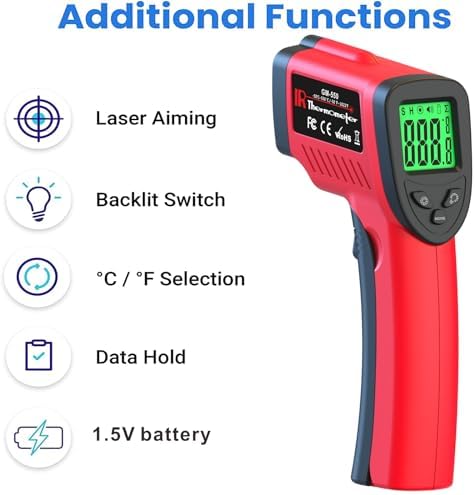 DEASOMIYE Infrared Thermometer Gun, -58℉～1022℉ Laser Thermometer Temperature Gun - Image 4