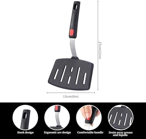 Silicone Wide Spatula, Slotted Turner - Image 2