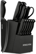 14-Piece Black Kitchen Knife Block Set by Unknown