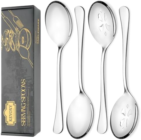 10-Inch 4 Piece Serving Spoon Set by KEYOXY