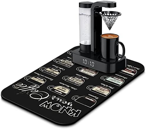Fun Coffee Mat 19inx12in, Coffee Bar Mat by Kuyig+Home