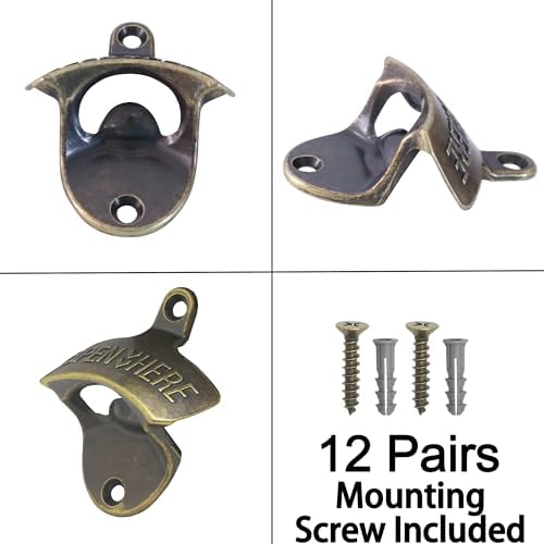 12 PCS Retro Bronze Wall Mounted Bottle Opener Bulk Rustproof - Image 5