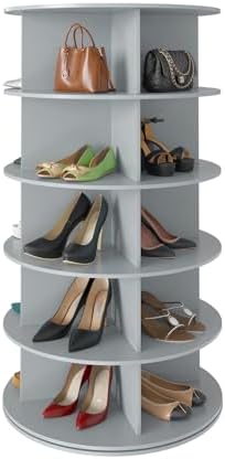 SpaceAid 5 Tier Rotating Shoe Rack Tower, Spinning Shoe Display Lazy Susan by SpaceAid