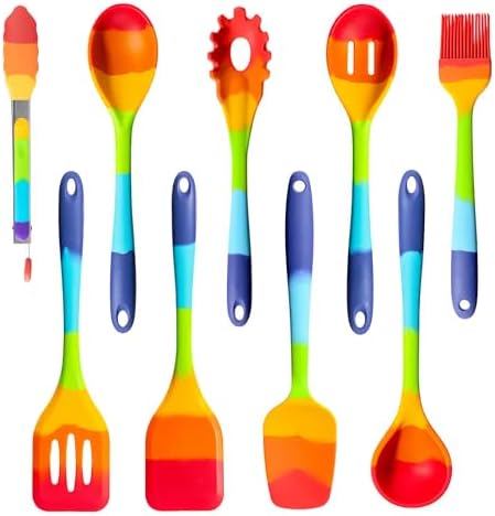 9-Piece Rainbow Silicone Spatula Set by Unknown