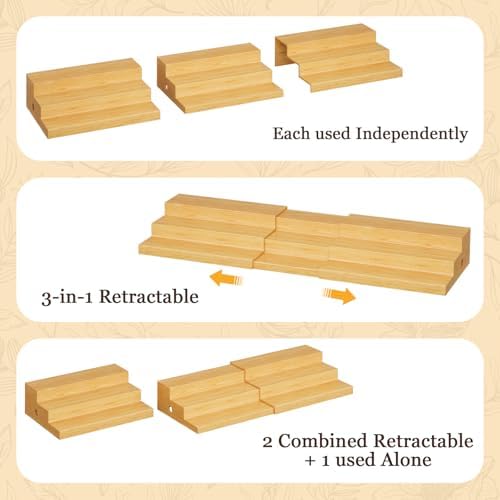 3-Tier Extra-Long Expandable Bamboo Can Rack - Image 4