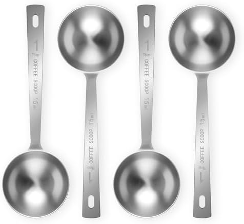 Flezoo 4Pcs 1 Tbsp 15ml Stainless Steel Long Handle Coffee Measuring Scoop by Flezoo
