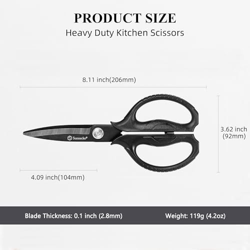 Sunnecko Kitchen Scissors All Purpose Heavy Duty Scissors Titanium Coated - Image 3