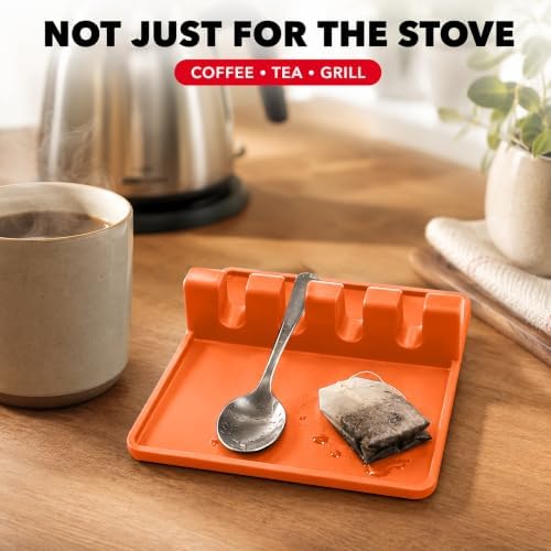 2 Pack Orange Silicone Spoon Rest - Image 6