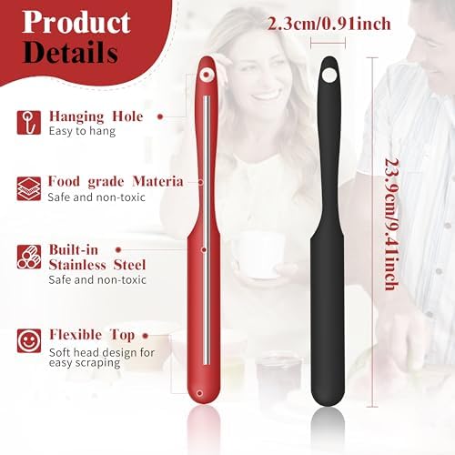 6 Pcs Silicone Jar Spatula, 9.4 Inch - Image 2