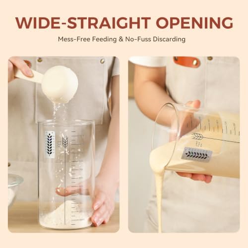 Sourdough Starter Jar Kit, 40oz Large Wide Mouth Sour Dough Jar Glass - Image 3