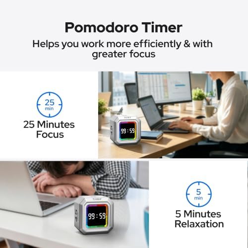 Kitchen Timer Visual Timer for Kids Color Display Gravity Sensor Cube - Image 3