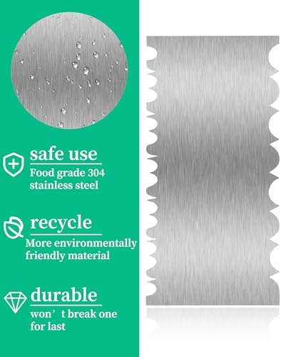 8.6 Inch Metal Cake Scraper Smoother, Edge Side Jagged Comb - Image 2