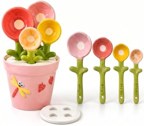 Cute Flower Ceramic Measuring Spoons Set by BLUESTEER