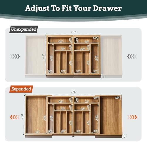 Silverware Organizer Large, Magnetic Connected Expandable 13 Slots Silverware - Image 4