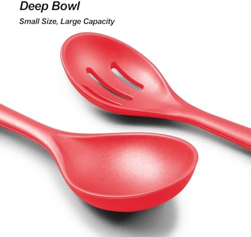 VOVOLY Silicone Spoons for Cooking, Solid & Slotted Spoon Set - Image 3