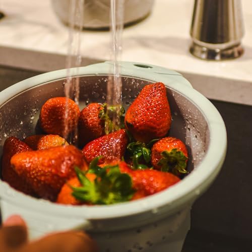 Dexas 8" Collapsible Silicone Strainer in Sage, Kitchen Strainer - Image 7