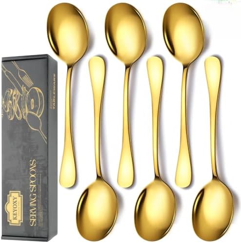 Serving Spoons Set, Includes 6 Large Spoons by KEYOXY
