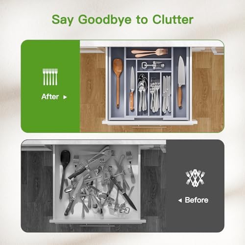 Pipishell Bamboo Expandable Silverware Drawer Organizer - Image 6
