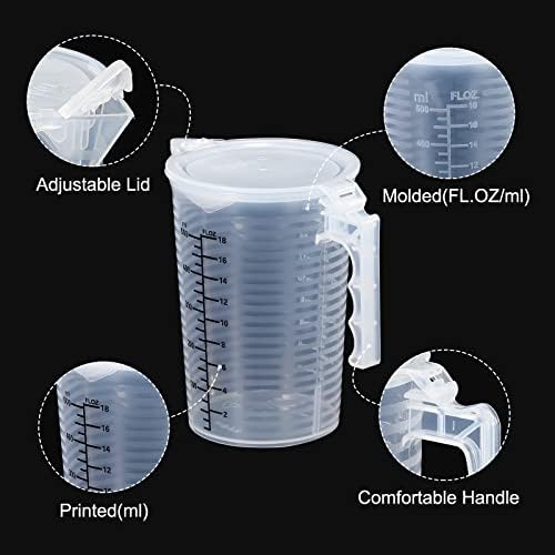 PATIKIL Graduated Beaker, 2 Pack 500ml PP Plastic Liquid Measuring Cup Double - Image 3
